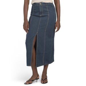 VELVET HEART Night Nikkie Long Denim Skirt With Front Slit